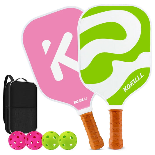 Lightweight Fiberglass Pickleball Paddle Set - Pink & Green Rackets for Women & Girls - Perfect Gift for Beginners!