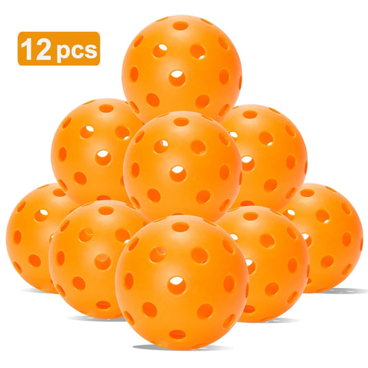 12 Pack Pickleballs, 40 Holes Outdoor Pickleball Balls for Outdoor Sanctioned Tournament, Training Practice Pickle Ball, High Visibility & Durable (Orange)